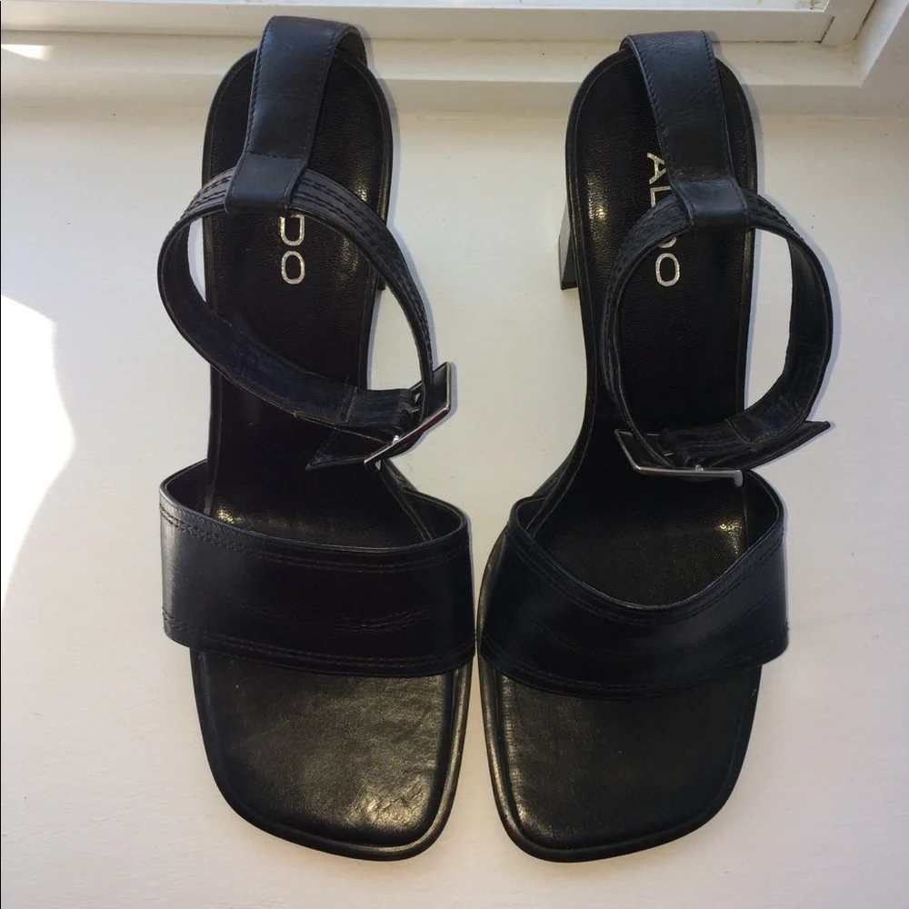 Aldo Black Leather Strap Heels plus Sequins Top